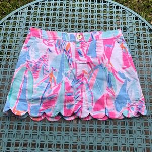 Lilly Pulitzer Pink Blue Orange Scalloped Hem Skort